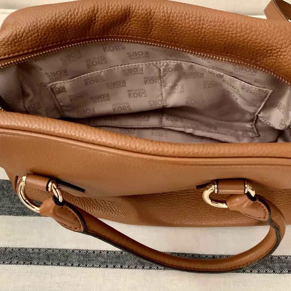 Michael Kors Camel Brown Soft Leather Satchel Crossbody Bag - Picture 6 of 8